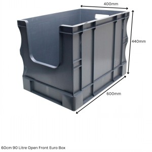 Heavy Duty Stacking Euro Box 60cm 90 Litre Open Front